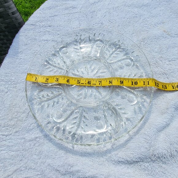 VTG FEDERAL GLASS DIVIDED SERVING PLATTER "FEATHER DOT" 2875 11.5" GUC SEE PICS - Picture 6 of 6